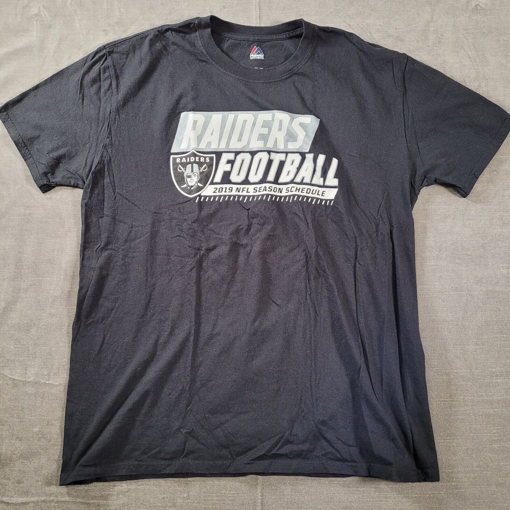 Raiders 2019 Season Majestic Black Mens Short Sleeve Graphic TEE T-Shirt